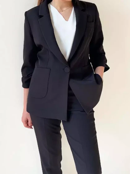 کت زنانه کرپ مشکی کادلین (Kadelin) کد 5252