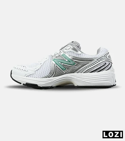 کفش کتانی بزرگ پا سفید طوسی سبز New Balance 860 v02 مدل 8364