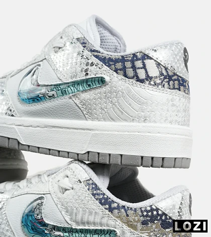 کفش کتانی مردانه و زنانه سفید آبی NIKE dunk low steam puppet