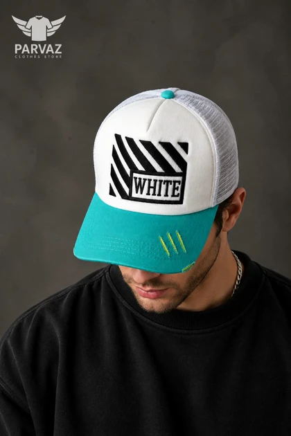 کلاه بیسبالی وارداتی مدل آیسانی WHITE _ سفید نقاب آبی