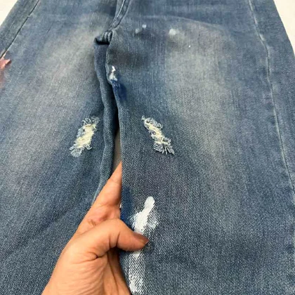 شلوار جین بگ زاپ‌دار طرح رنگی رنگی دخترانه وارداتی