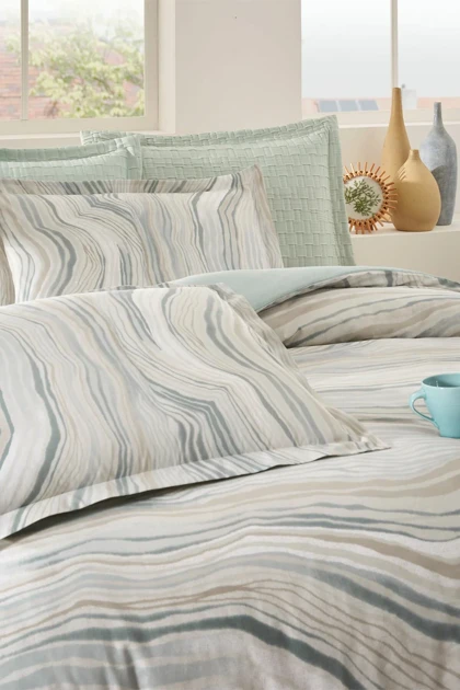 سرویس روتختی دو نفره Özdilek مدل Natural Marble پنبه‌ای - نعنایی