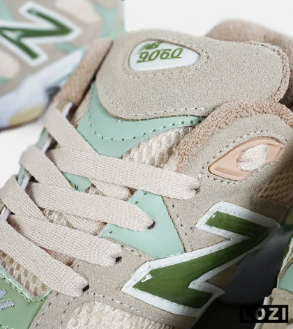 کفش کتانی مردانه و زنانه کرم گلبهی سبز NEW BALANCE 9060 مدل 7285