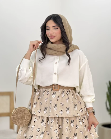 شومیز و دامن گل‌دار گلرو(23)کد:5179
