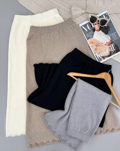 دامن بافت میدی پایین ریش کد 4456