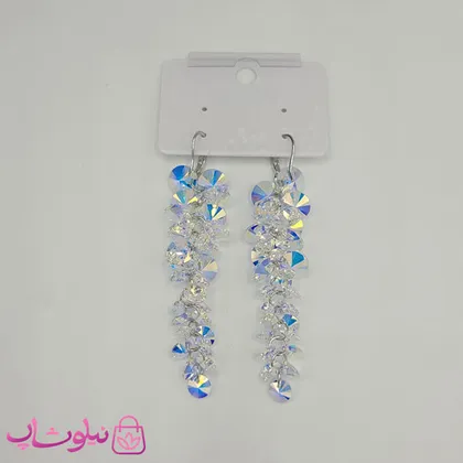 گوشواره آویز زنانه نقره با سنگ اوپال