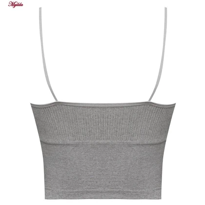 کراپ تاپ زنانه مدل پد متحرک رنگ طوسی ماییلدا