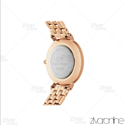 ساعت دنیل ولینگتون زنانه رزگلد صفحه سفید دور نگین 105376