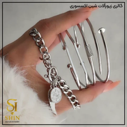 پک بنگل زنانه آبکاری نقره کد bz013
