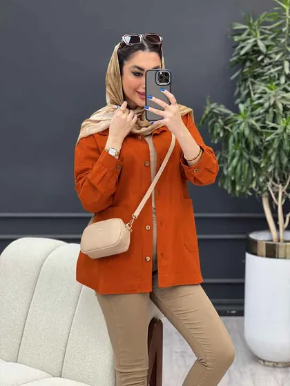 مانتو برش‌دار دو جیب روژین