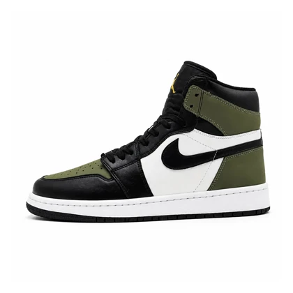 کفش و کتانی مردانه و زنانه ساق‌دار مدل NIKE JORDAN 1 رنگ مشکی یشمی کد 2124