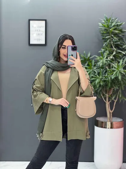 مانتو لینن آستین گت ضربدری