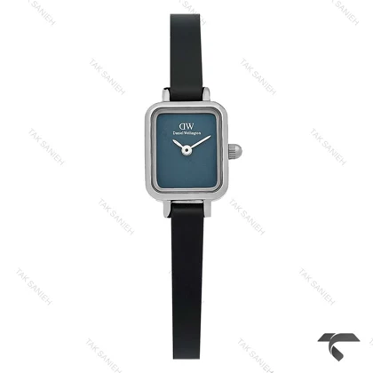 ساعت مینی مستطیلی DW سیلور صفحه سرمه ای مهندسی چرمی DW-10707-L