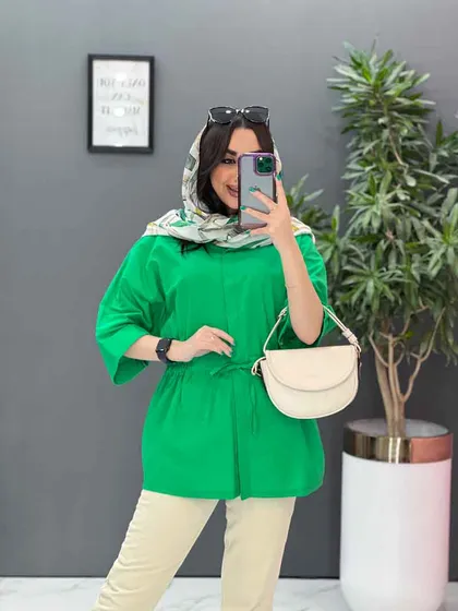 مانتو لینن دکمه مخفی کمرگت
