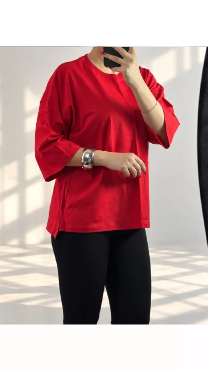 تیشرت باکسی بغل چاک زنانه 530078