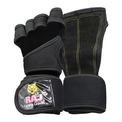 دستکش و محافظ کف دست بدنسازی راج مدل 404K1386 مشکی بسته دو عددی