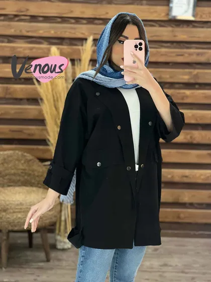 مانتو یقه دکمه دار لینن