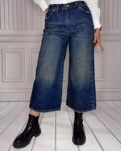 خرید شلوار جین واید لگ آبی تینت زنانه Women's Tint Blue Wide Leg Jeans کد 90702