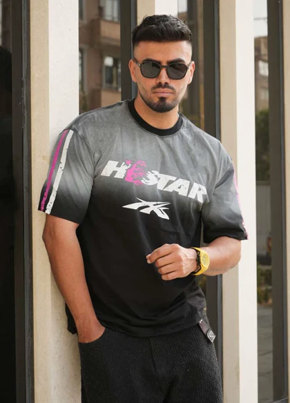 تیشرت مردانه مشکی مدل HELLSTAR