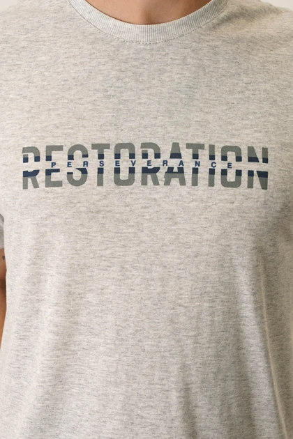 تیشرت یقه کشبافت چاپی restoration مردانه