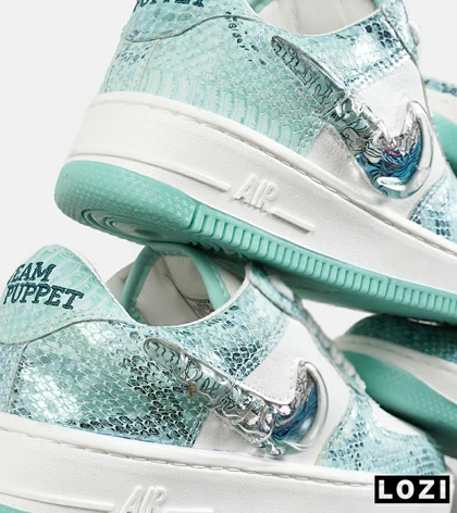 کفش کتانی مردانه و زنانه سفید آبی سبز NIKE dunk low steam puppet