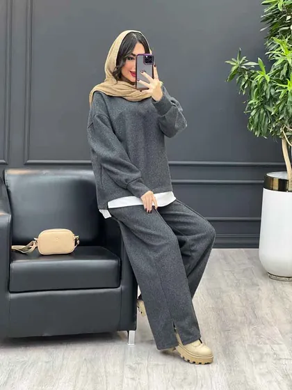 ست پشمی شلوار چاک‌دار