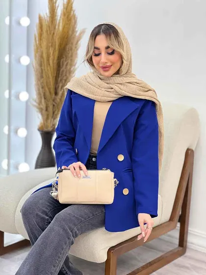 مانتو جیب نما دکمه طلایی