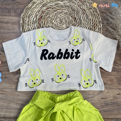 کراپ شلوارک دخترانه طرح خرگوش-مناسب 1 تا 6 سال
