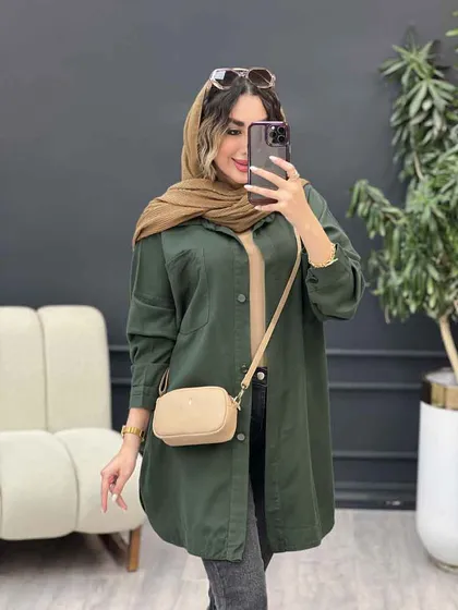 مانتو کتان دو جیب پرناز