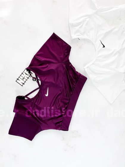 کراپ تاپ وزرشی آستین کوتاه پشت‌باز بندی نایکی Nike