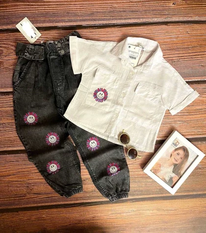 ست شومیز شلوار طرح بابونه