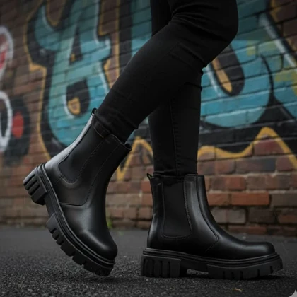 نیم بوت زنانه چلسی دوطرف کش-مشکی