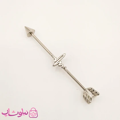 پیرسینگ گوش طرح فلش یا پیکان نقره ای