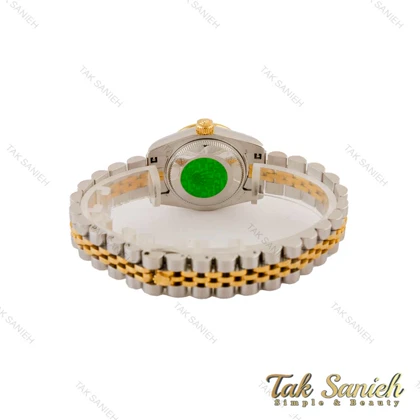 ساعت رولکس زنانه دورنگ طلایی صفحه مشکی دورنگین Rolex-5403-L