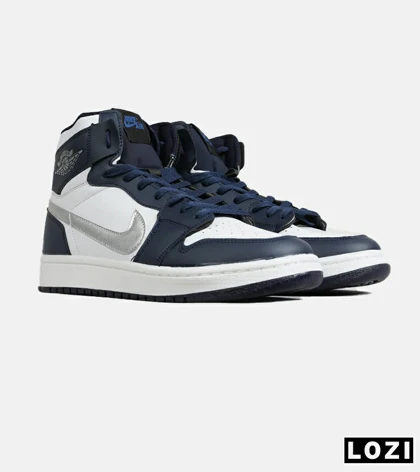 کفش کتانی ساق‌دار مردانه و زنانه سفید سرمه ای NIKE jordan 1 مدل 7686