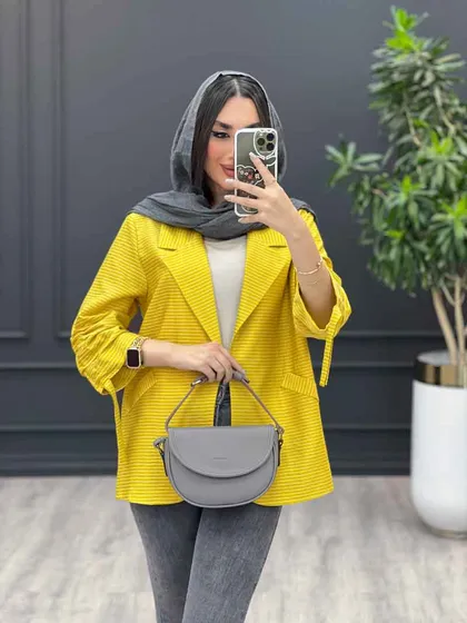 مانتو راه راه آستین گت دار