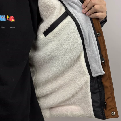 کاپشن پف‌دار شتری مردانه مدل Brooklyn 68 با هودی زیپی جداشونده – رویه سیلیکونی 142