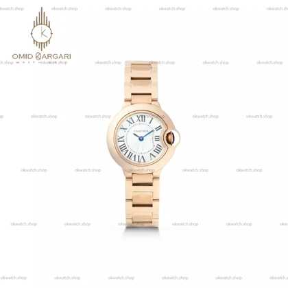 ساعت مچی کارتیه بلن بولو بند رزگلد صفحه سفید Cartier Ballon Bleu