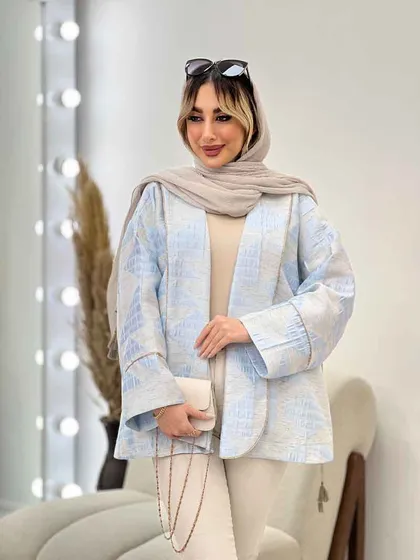 مانتو لبه مغزی دوزی طرح دار