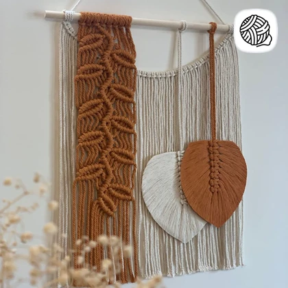 دیوار کوب مکرومه بافی مدل آبشاری 2 برگ کد 01 (عرض 50cm)