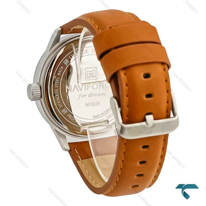 ساعت ناوی فورس مردانه NF9229 آنالوگ بند چرم عسلی NaviForce-7888-G