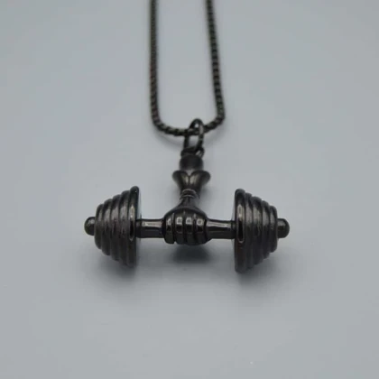 گردنبند استیل طرح دمبل مدل 7200