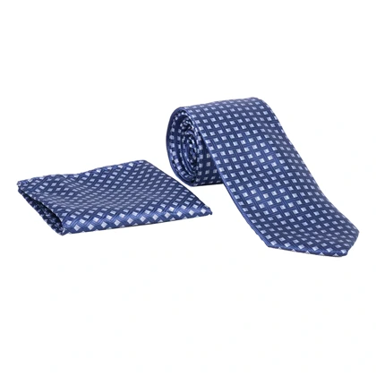 ست کراوات و پوشت چهارخونه آبی 98113