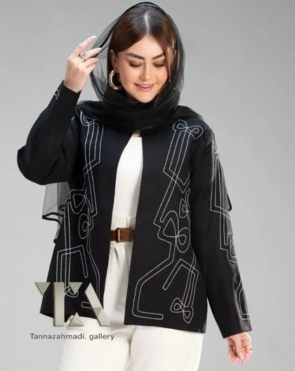 کت کوک دوزی پاپیون رنگ مشکی از کالکشن تابستان 1405