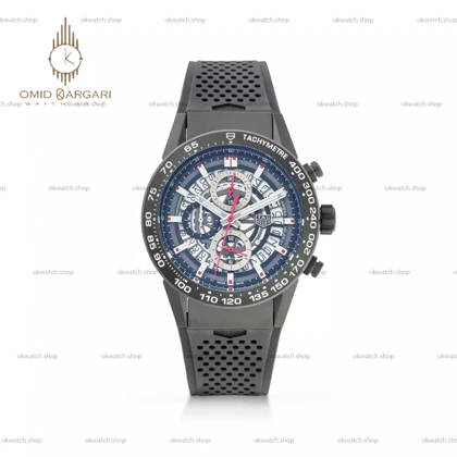 ساعت مچی تگ هویر کورنوگراف اسکلتون بند رابر مشکی Tag Heuer