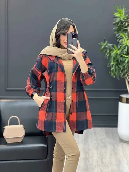 شکت چهارخونه کلاه دار کمرگت