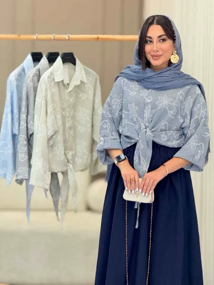 شومیز طرح دار گره‌ای