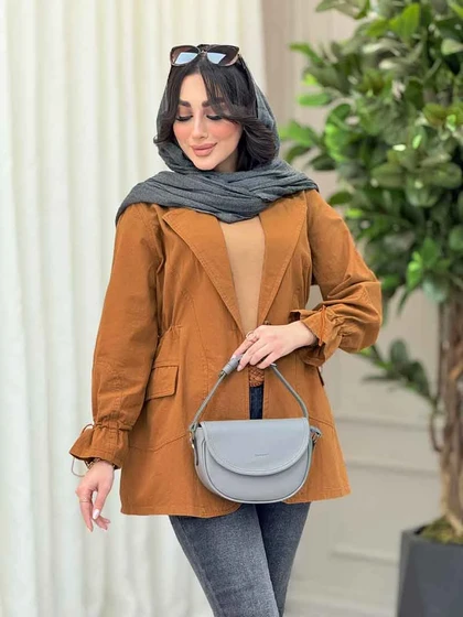 مانتو تک دکمه کمرگت دو جیب