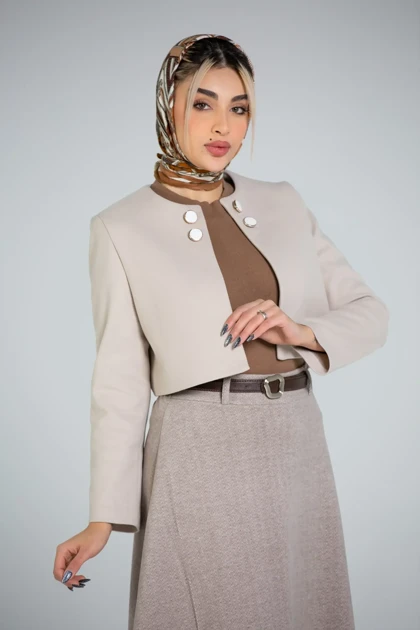 پالتو کت کراپ یقه گرد