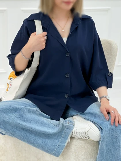شومیز زنانه باکسی آستین سه ربع